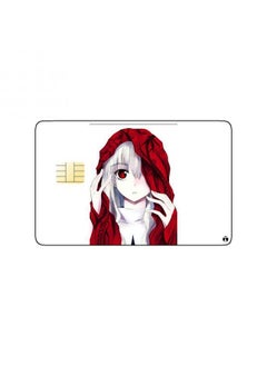 PRINTED BANK CARD STICKER Cute Anime Girl Drawing With White Hair
