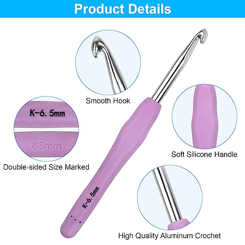 MECHEER Crochet Hooks 12 Sizes Crochet Hook Set, 51 Pack Yarn Crochet Kit for Beginners, Knitting Needles with Ergonomic Handles for Arthritic Hands, Crochet Needle Kit with Blue Case for Crocheters - Image 3