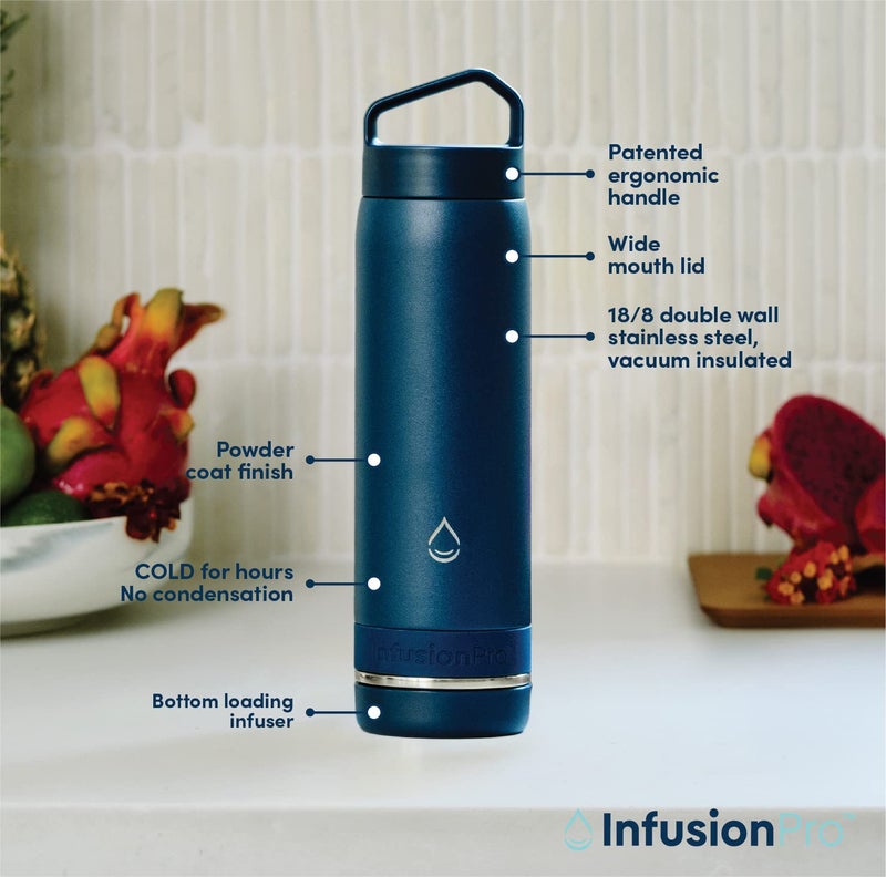 Infusion Pro Fruit Infuser Water Bottle Vacuum Insulated (20 oz) Stainless Steel : Fruit Infusion Recipe eBook : Bottom Loading Water Infuser for More Flavor : Easy Cleaning : Great Gift Water Bottle - Image 4