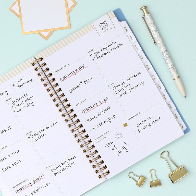 Blue Sky Day Designer 2026-2027 Weekly and Monthly Academic Year Planner Calendar, July 2026 - June 2027, 5" x 8", Clear Pocket Cover, Laminated Tabs, Storage Pocket, Includes Stickers, Climbing Floral Blush - Image 2