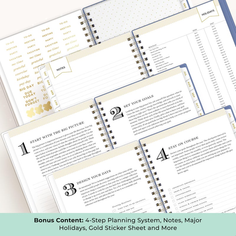 Blue Sky Day Designer 2026-2027 Weekly and Monthly Academic Year Planner Calendar, July 2026 - June 2027, 5" x 8", Clear Pocket Cover, Laminated Tabs, Storage Pocket, Includes Stickers, Climbing Floral Blush - Image 5
