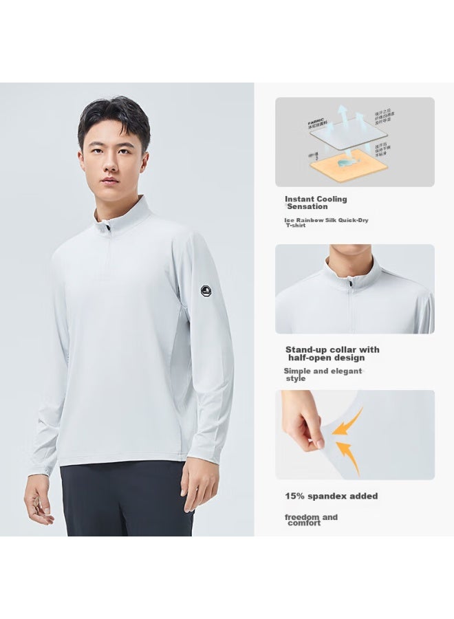 Scaler Outdoor Long-sleeve T-shirt For Men, Spring And Summer New Arrival, Ice Rainbow Silk, Moisture-wicking, Quick-drying, Simple Running Sports Top For Women - Image 1