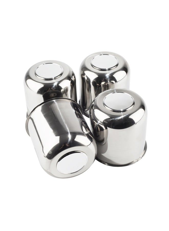 DewFlew 4Pcs 4.25" Push Through Wheel Center Caps Stainless Trailer Hub Cap for Truck SUV RV Wheel Rim (Fit 4.25" Bore 4.29" H Chrome Silver) - Image 1