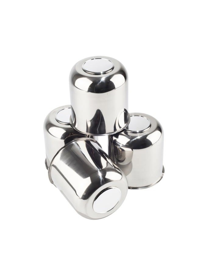 DewFlew 4Pcs 4.25" Push Through Wheel Center Caps Stainless Trailer Hub Cap for Truck SUV RV Wheel Rim (Fit 4.25" Bore 4.29" H Chrome Silver) - Image 2