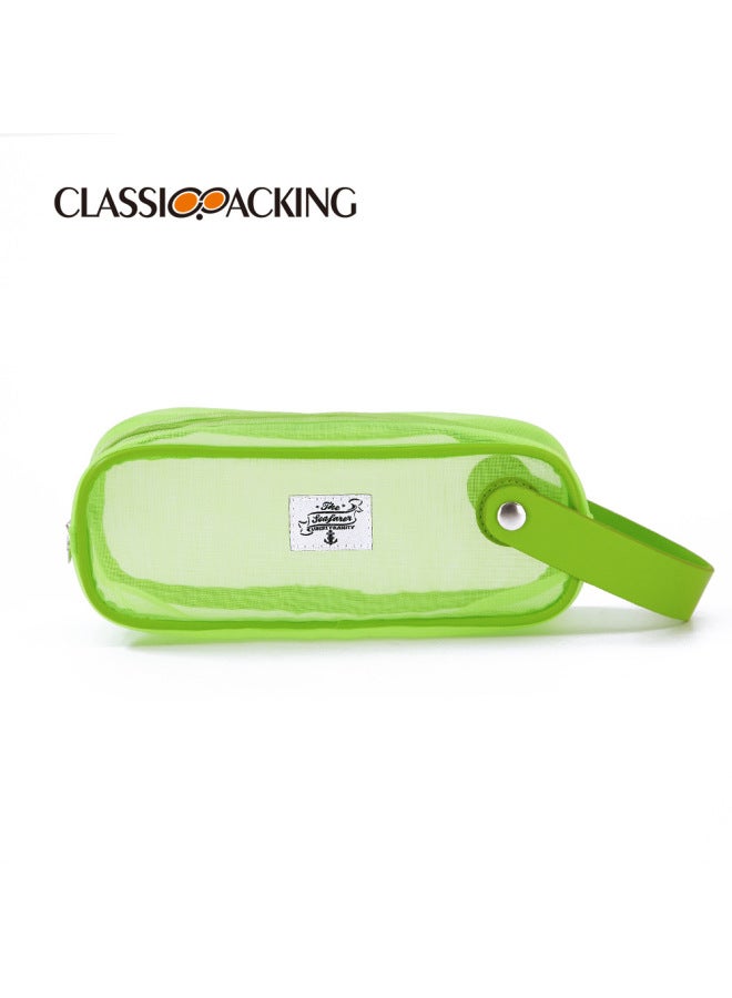 classicpacking Custom Simple Small Fresh Zipper Bag Student Pencil Stationery Bag Mesh Transparent Portable Large Capacity Pencil Case - Image 1