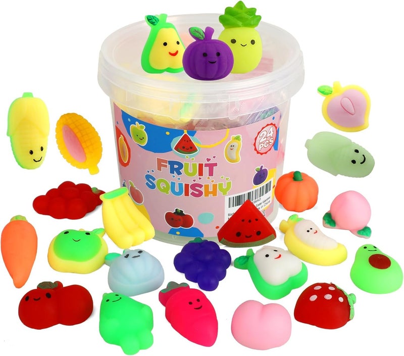 ANAB GI Mochi Squishy Toys, 5 pcs Fruit Squishy Party Favors for Kids Classroom Prize Stress Relief Squishies Bulk Gift for Birthday Pinata Goodie Bag Filler Christmas (Fruit) - Image 1