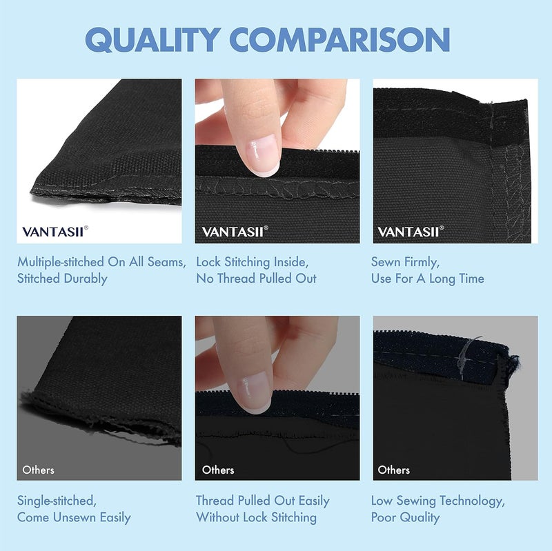 Vantasii 15 Pack Blank Cotton Canvas DIY Craft Zipper Bags Pouches Pencil Case for Makeup Cosmetic Toiletry Stationary Storage Dark Black 83 x 47 - Image 2