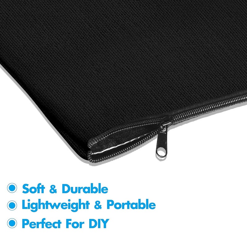 Vantasii 15 Pack Blank Cotton Canvas DIY Craft Zipper Bags Pouches Pencil Case for Makeup Cosmetic Toiletry Stationary Storage Dark Black 83 x 47 - Image 4