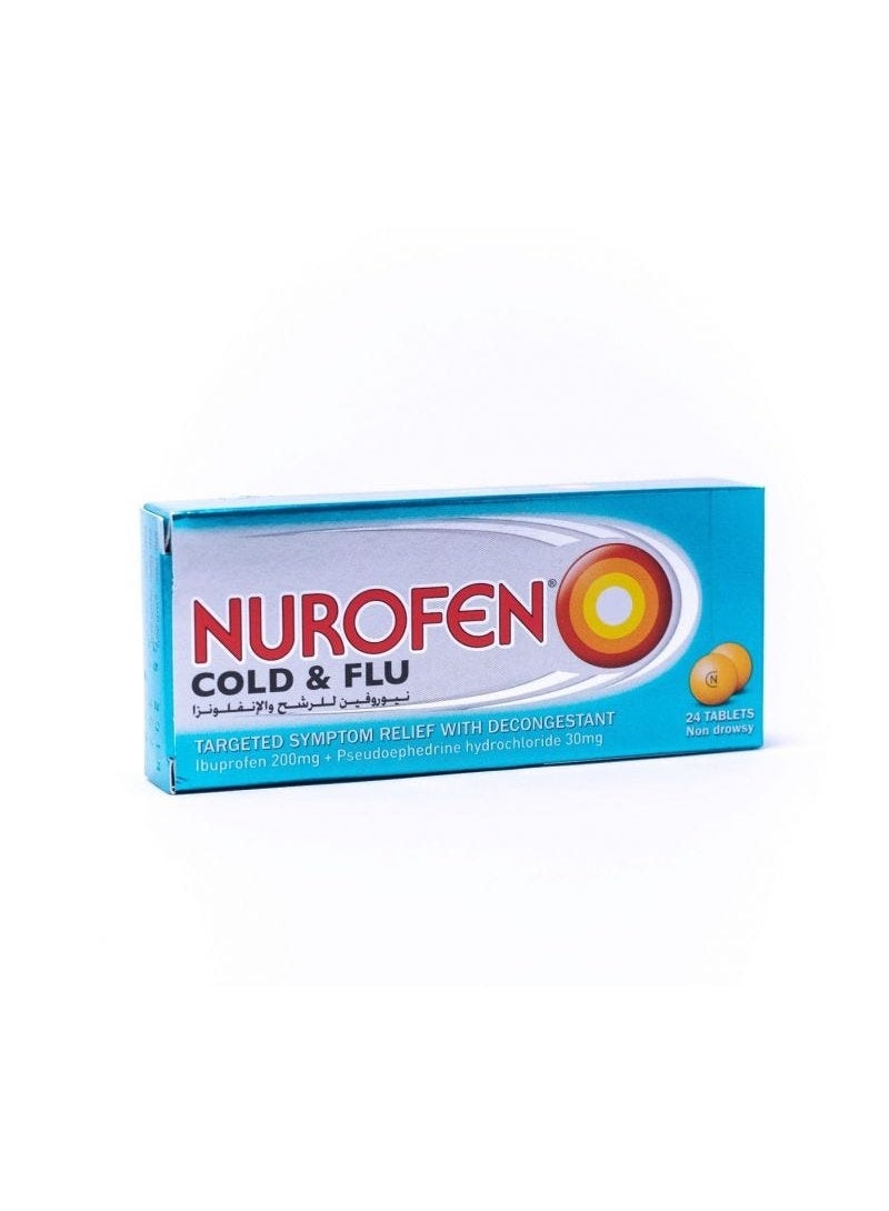 Cold & Flu Relief Tablets 24's | Ibuprofen Tablets for Fever, Headache, Body Aches & Nasal Congestion