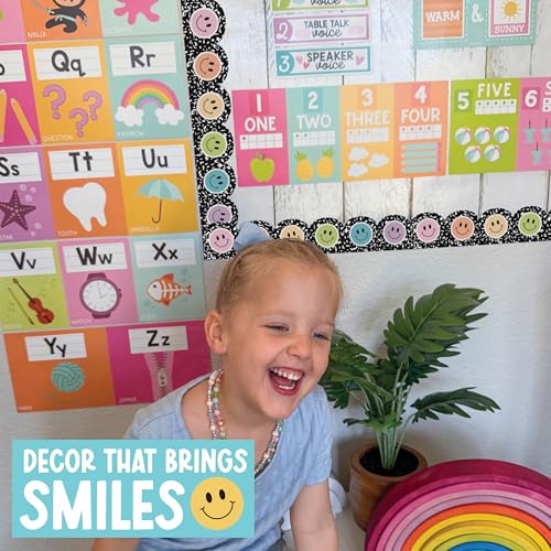 Hadley Designs 50ft Bulletin Board Borders Trim - Classroom Borders for Bulletin Board Decorations, Daycare Teacher Must Haves, Home & Office DIY Supplies, Smiley Back to School & Workplace Events Party Decor - Image 3