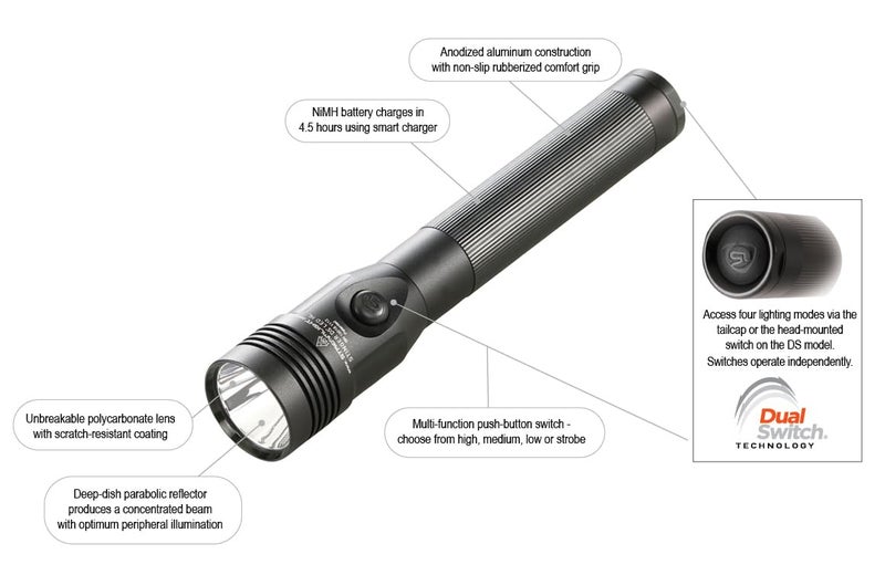 Streamlight 75453 Stinger DS HL 800-Lumen 24000-Candela Rechargeable LED Flashlight with Dual Switches Without Charger, Black - Image 4