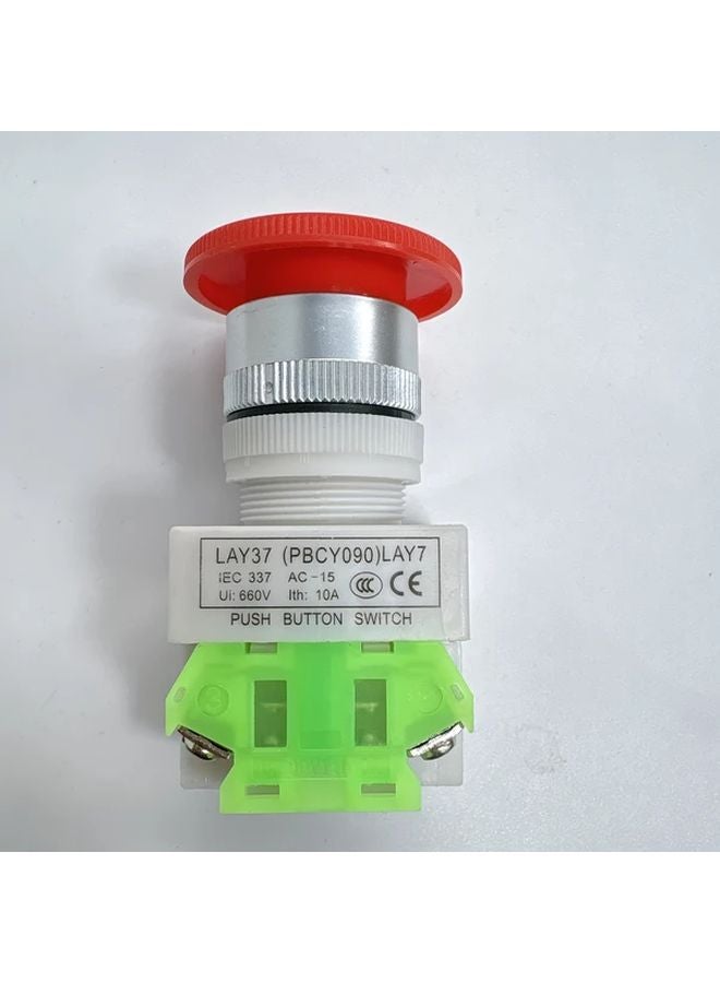 مفتاح توقف طارئ ثقيل DPST، 1 NO 1 NC، 10 أمبير 660 فولت، غطاء عيش الغراب أحمر - Image 1