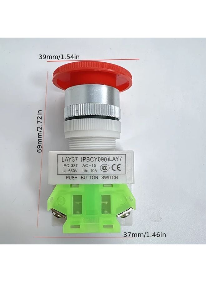 مفتاح توقف طارئ ثقيل DPST، 1 NO 1 NC، 10 أمبير 660 فولت، غطاء عيش الغراب أحمر - Image 2
