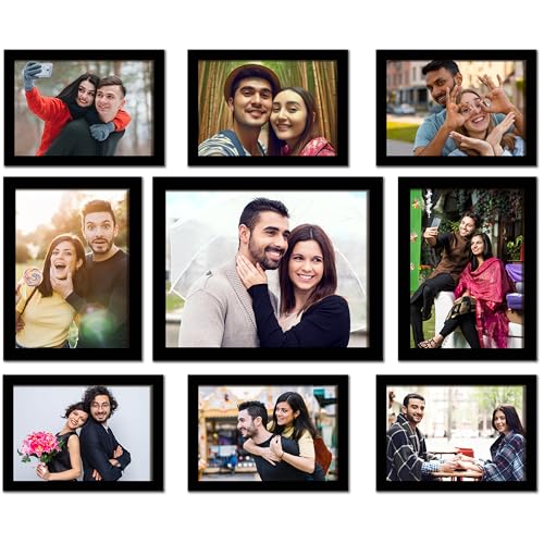 Rousrie Photo Frames For Wall With Acrylic Top, DIY Wall Mount, Different Sizes, Set of 9 - Image 1