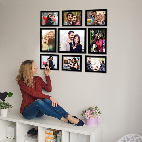 Rousrie Photo Frames For Wall With Acrylic Top, DIY Wall Mount, Different Sizes, Set of 9 - Image 4