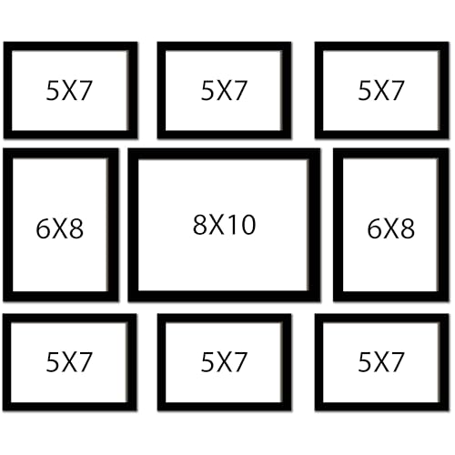 Rousrie Photo Frames For Wall With Acrylic Top, DIY Wall Mount, Different Sizes, Set of 9 - Image 2