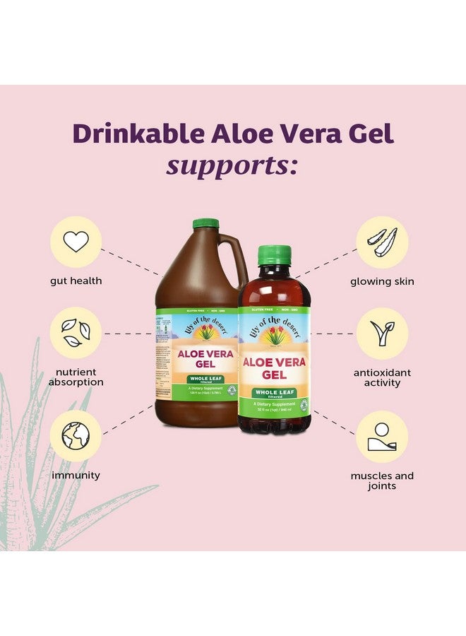 Lily Of the Desert Lily Of The Desert Aloe Vera Gel, Preservative Free - Whole Leaf Filtered Thicker Consistency Aloe Vera Drink with Natural Vitamins, Digestive Enzymes for Gut Health, Wellness, Glowing Skin, 32 Fl Oz  - Image 4