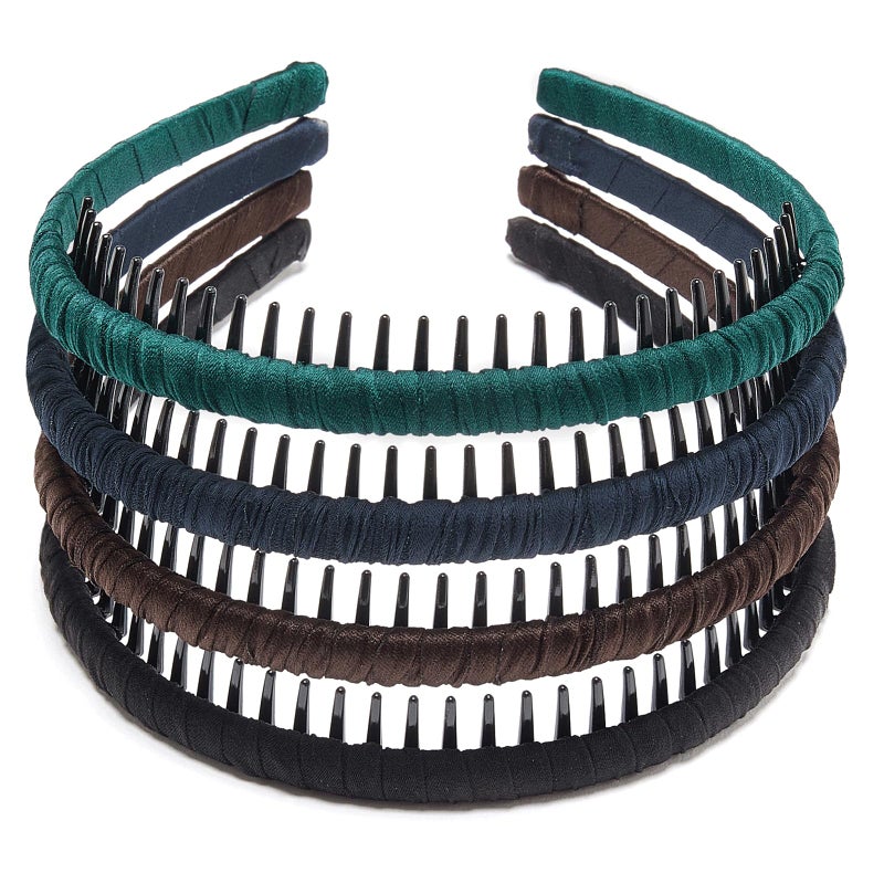STHUAHE4PC Multicolor Protection Resin Teeth Comb Hair Hoop Hairband Headband Hair Accessories by Beauty hair (Multi-colored-No.28) - Image 1