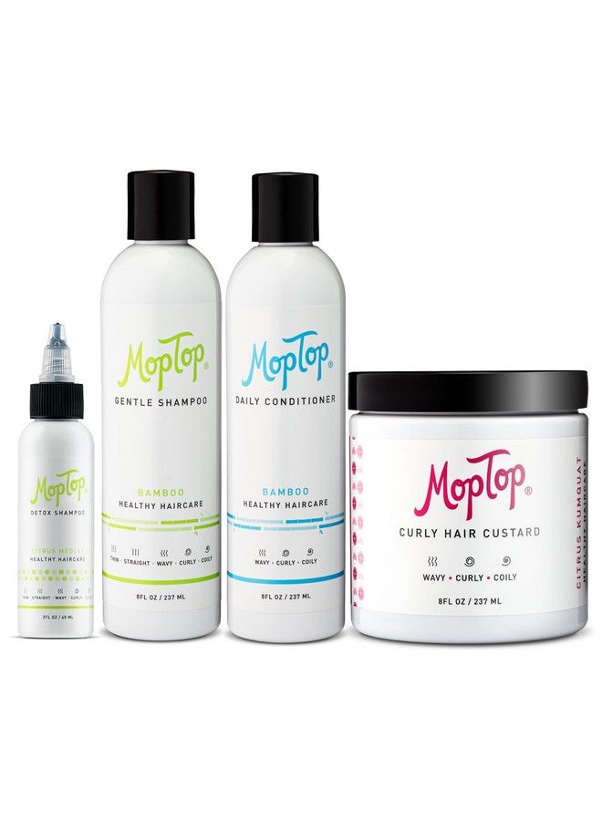 MopTop Curly Hair Products Set Treatment Routine For Curly Hair Detox Shampoo Gentle Shampoo Daily Conditioner Curly Hair Gel Moisturizing Lightweight Hold Haircare Bundle - Image 2