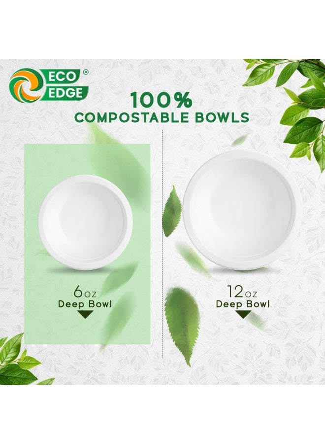 ایکوایدج أوعية إيكو إيدج، دائرية بيضاء، للاستخدام مرة واحدة، مصنوعة من ألياف قصب السكر، سعة 6 أونصات (عبوة من 10 قطع) | نباتية، صديقة للبيئة، قابلة للتحلل | أوعية ورقية من بقايا قصب السكر للوجبات والوجبات الخفيفة | خالية من مادة BPA، مانعة للتسرب | طبيعية 100% - Image 3