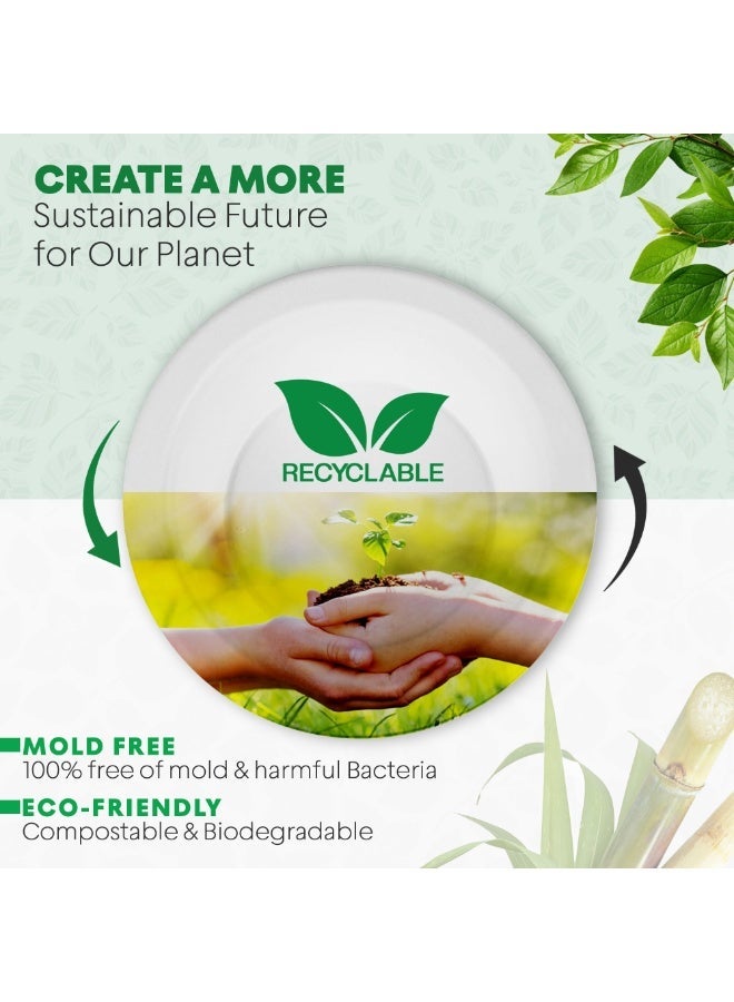 ایکوایدج أوعية إيكو إيدج، دائرية بيضاء، للاستخدام مرة واحدة، مصنوعة من ألياف قصب السكر، سعة 6 أونصات (عبوة من 10 قطع) | نباتية، صديقة للبيئة، قابلة للتحلل | أوعية ورقية من بقايا قصب السكر للوجبات والوجبات الخفيفة | خالية من مادة BPA، مانعة للتسرب | طبيعية 100% - Image 4