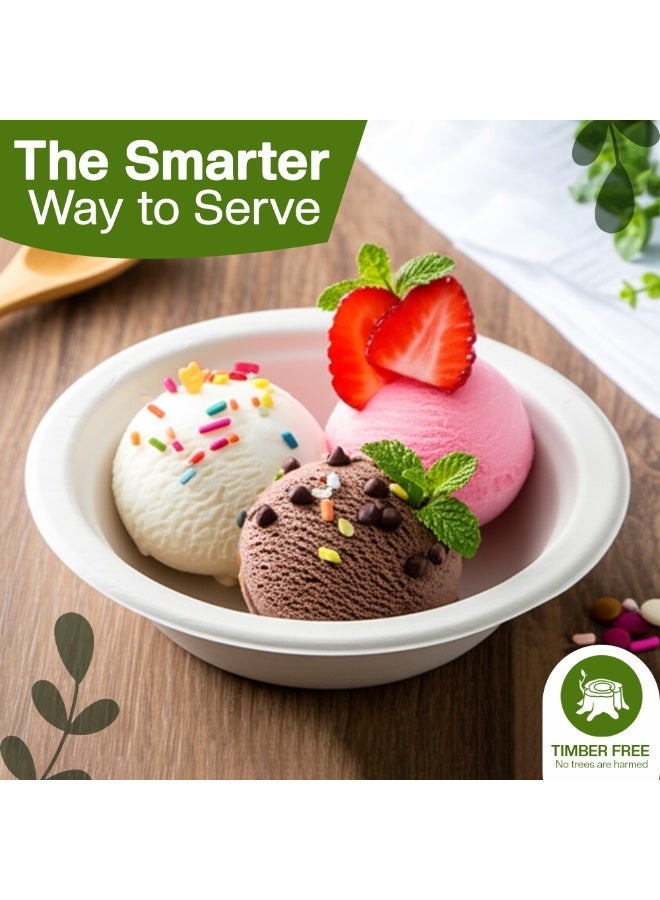 ایکوایدج أوعية إيكو إيدج، دائرية بيضاء، للاستخدام مرة واحدة، مصنوعة من ألياف قصب السكر، سعة 6 أونصات (عبوة من 10 قطع) | نباتية، صديقة للبيئة، قابلة للتحلل | أوعية ورقية من بقايا قصب السكر للوجبات والوجبات الخفيفة | خالية من مادة BPA، مانعة للتسرب | طبيعية 100% - Image 5