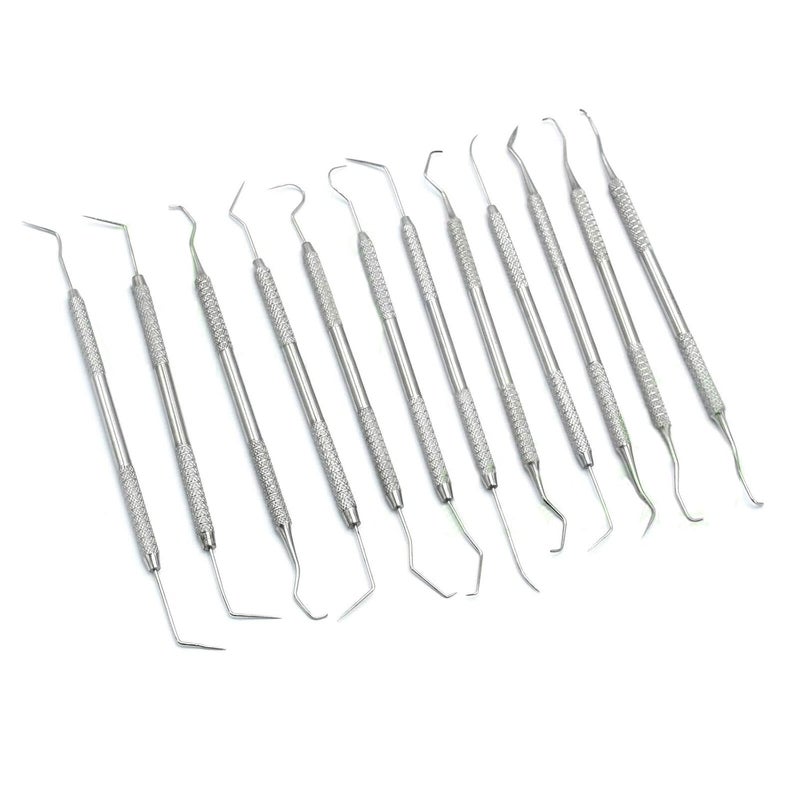 12 Piece Dental Probe Pick Tool Instrument Set Stainless Steel Scaler PR-296
