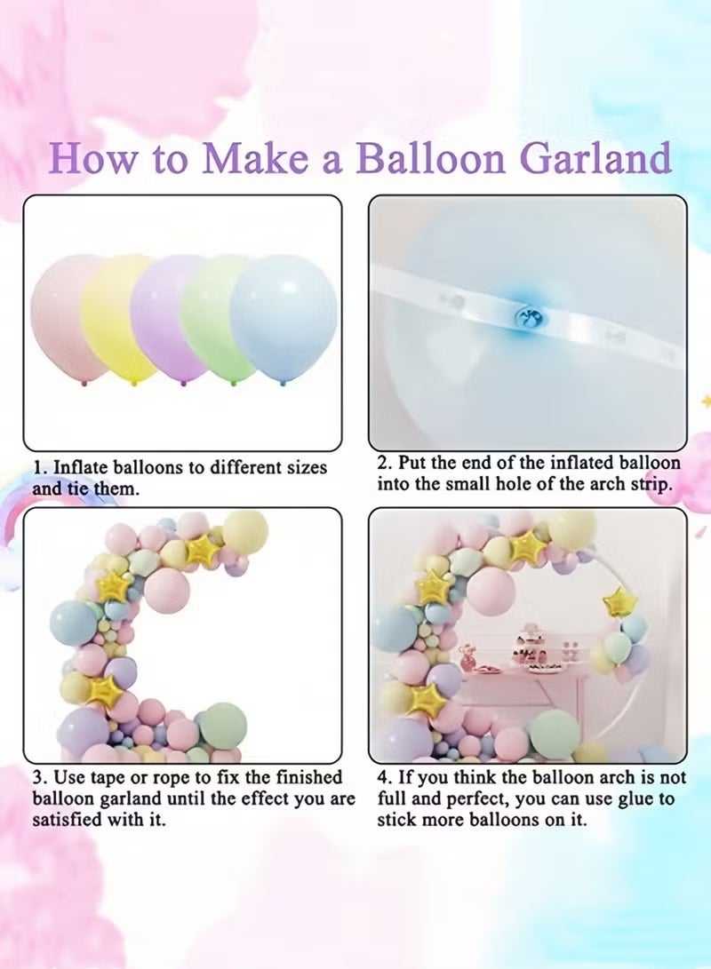 145 قطعة طقم قوس بالون جارلاند معكرون قوس قزح بالونات بأحجام مختلفة 5 10 12 18 بوصة طقم قوس بالون من اللاتكس ديكور جارلاند بالون مع شريط قوس وشريط، مجموعة بالونات متعددة الألوان لعيد ميلاد الطفل وحفلات الزفاف - Image 5