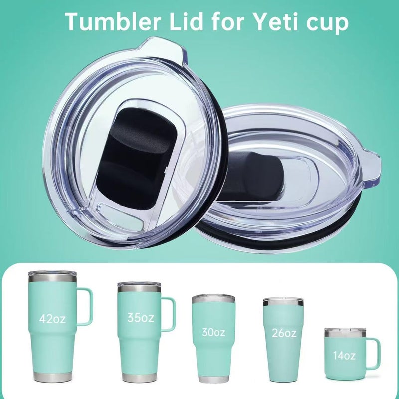 OENUASG 2 Pack Tumbler Lid for YETI, Lid Compatible With YETI 42/35 oz Tumbler with Handle, 30 oz Travel Mug, 26 oz Straw Cup, 14 oz Mug, Travel Spill Proof Cup Lids with Magnetic Slider Switch, BPA Free - Image 2