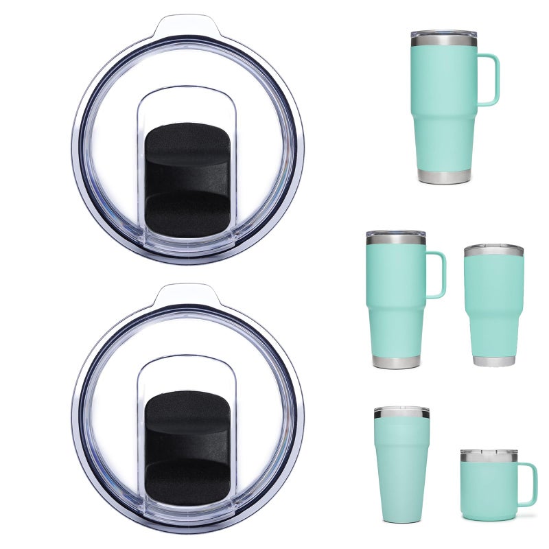 OENUASG 2 Pack Tumbler Lid for YETI, Lid Compatible With YETI 42/35 oz Tumbler with Handle, 30 oz Travel Mug, 26 oz Straw Cup, 14 oz Mug, Travel Spill Proof Cup Lids with Magnetic Slider Switch, BPA Free - Image 1