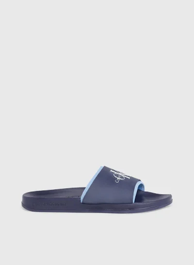 Calvin Klein Jeans Men's Logo Sliders -  TPU upper , Blue