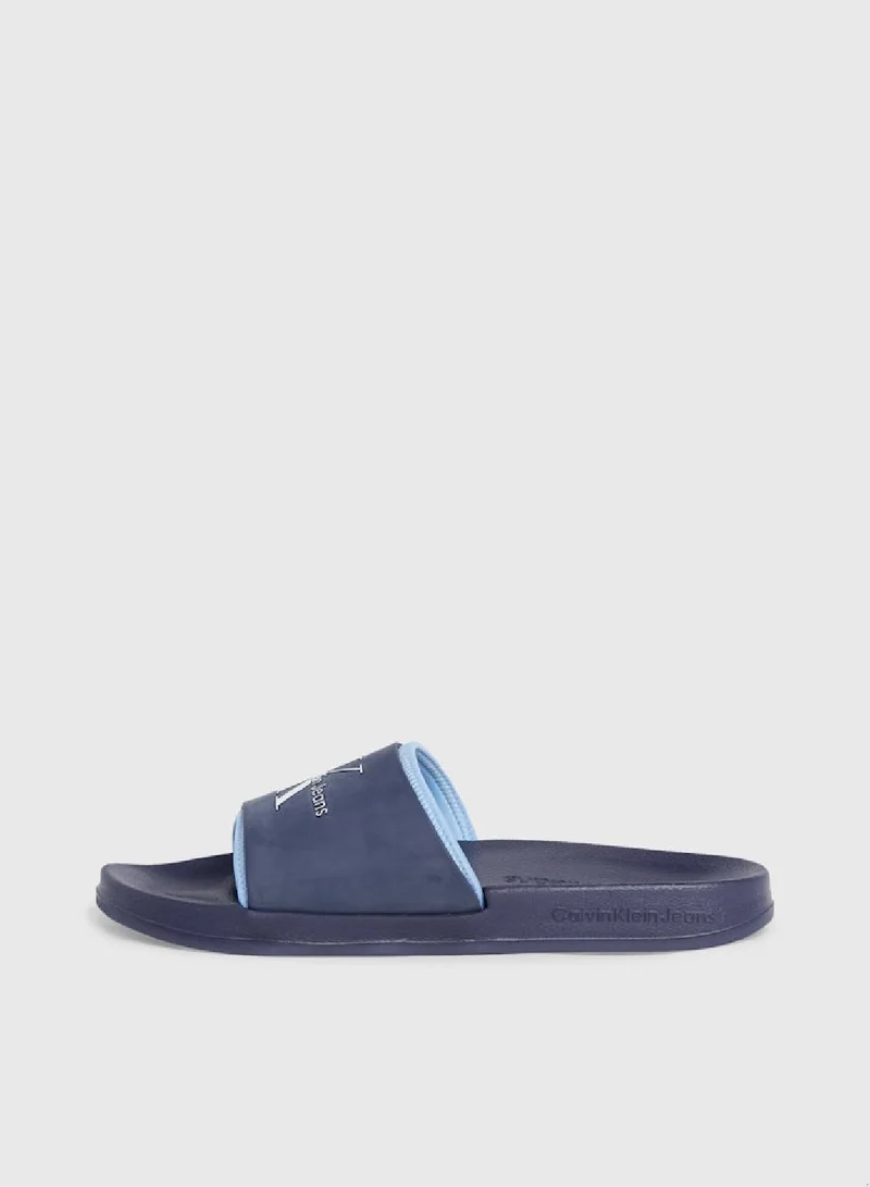 Calvin Klein Jeans Men's Logo Sliders -  TPU upper , Blue