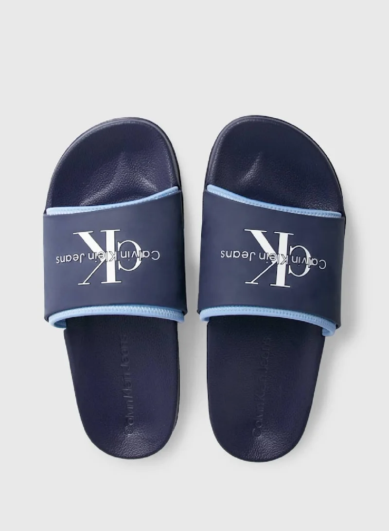 Calvin Klein Jeans Men's Logo Sliders -  TPU upper , Blue