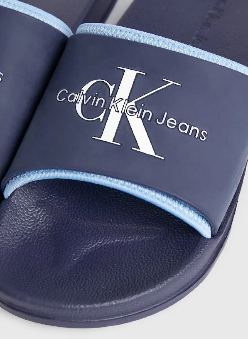 Calvin Klein Jeans Men's Logo Sliders -  TPU upper , Blue