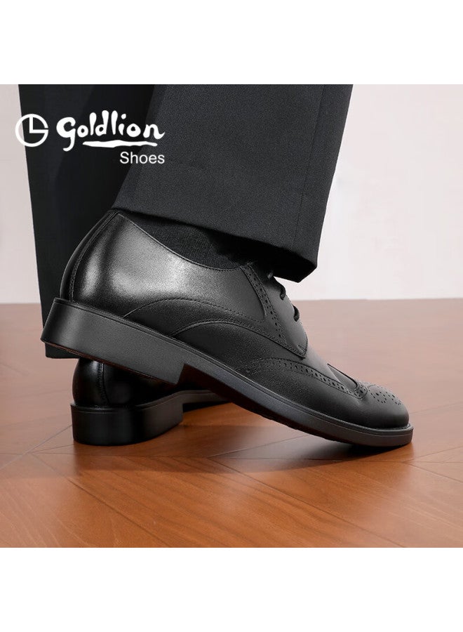 Goldlion Men's Shoes, Urban Formal Wear, Distinctive Carved Leather Shoes, Durable And Comfortable Brogue Shoes, 59621018401a, Black, Size 41 - Image 5