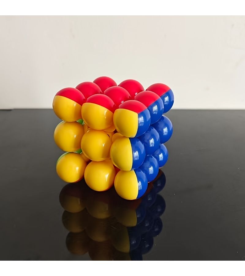 كرة ملونة مستديرة مكعب سرعة 3×3×3 بدون ملصقات لعبة لغز كروية - Image 2