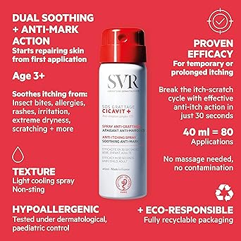 SVR SVR CICAVIT SOS UltraRapid AntiItch Relief Face and Body Spray for Soothing and Cooling Itchy and Damaged Skin Alll Ages 40ml  - Image 5