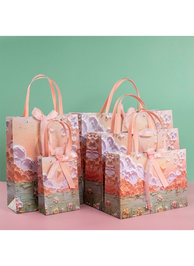 FLYROAD 5 Set Gift Bag with Handle, Oil Painting Gift Paper Bags, Birthday Craft Paper Gift Bags for Presents,Birthdays, Mother's Day,Weddings, Party  - Image 1