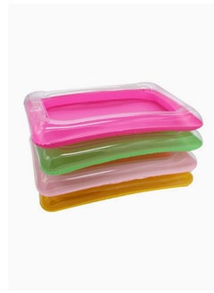 4-Piece Portable Inflatable Sandbox Plate for Kinetic Sensory Activities Sand Blow Up Play Tray Education Toy Random Color 40*28cm