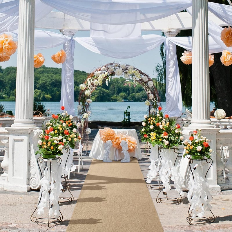Tudomro 40 Inch x 15 Ft Extra Long Natural Burlap Wedding Aisle Runner Outdoor Jute Burlap Aisle Runner for Wedding Ceremony Rustic Indoor Carpet for Walkway (Elegant Style) - Image 4