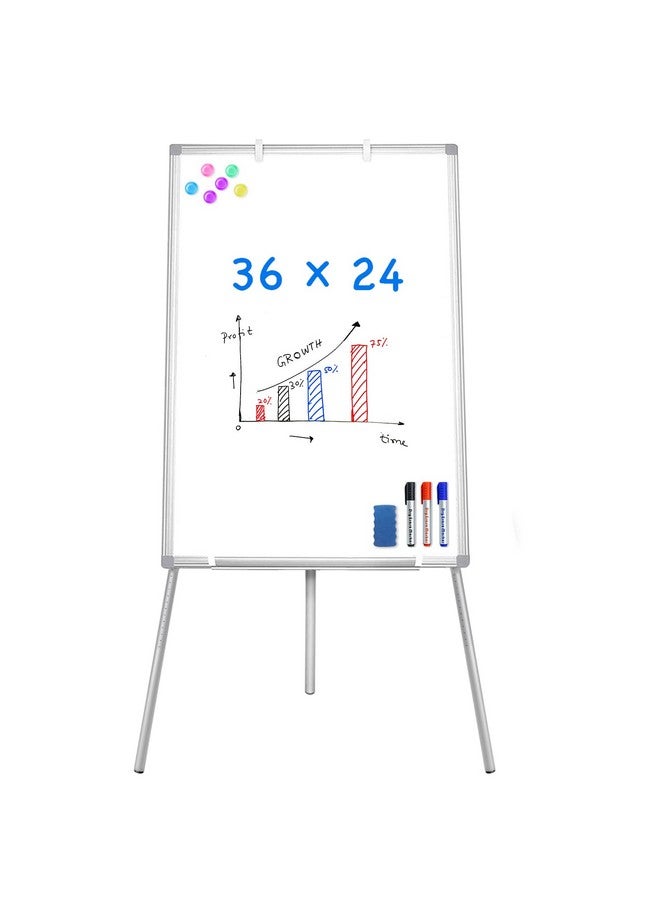 ماكتيك سبورة بيضاء بحامل مغناطيسي محمول قابل للمسح الجاف مقاس 36 × 24 مع حامل ثلاثي القوائم قابل للتعديل، 3 × 2 قدم، سبورة بيضاء للمكتب أو التدريس في المنزل والفصول الدراسية (36 × 24 أبيض) - Image 1