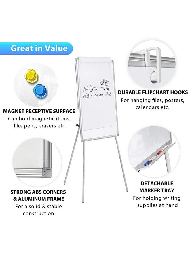 ماكتيك سبورة بيضاء بحامل مغناطيسي محمول قابل للمسح الجاف مقاس 36 × 24 مع حامل ثلاثي القوائم قابل للتعديل، 3 × 2 قدم، سبورة بيضاء للمكتب أو التدريس في المنزل والفصول الدراسية (36 × 24 أبيض) - Image 4