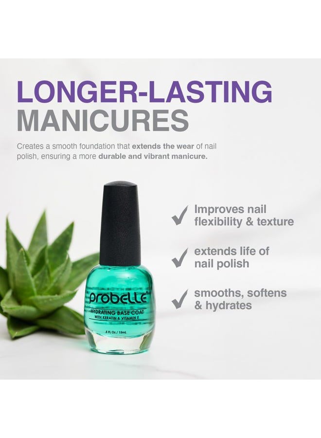 Probelle Hydrating Base Coat for Dry Nails and Brittle Nails - Keratin and Vitamin E Restore Nails to a hydrated State, 0.5 fl oz/ 15 mL - Image 5