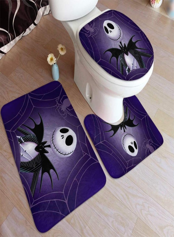 Granbey 3 Piece Super Plush Non-Slip Bath Mat Rug Set Halloween Toilet Carpet Rugs - Image 2
