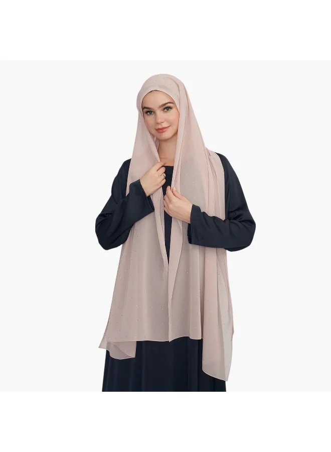 لايف ستايل Embellished Pink Hijab for Women