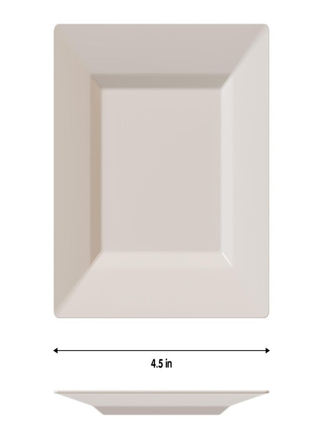 Exquisite Mini Disposable Appetizer Plates - 100 Pack 4.5 In. x 4.5 In. Ivory Plastic Dessert Plates - Elegant Design for Weddings, Birthdays, and Formal Parties - Stackable and Convenient - BPA Free - Image 2