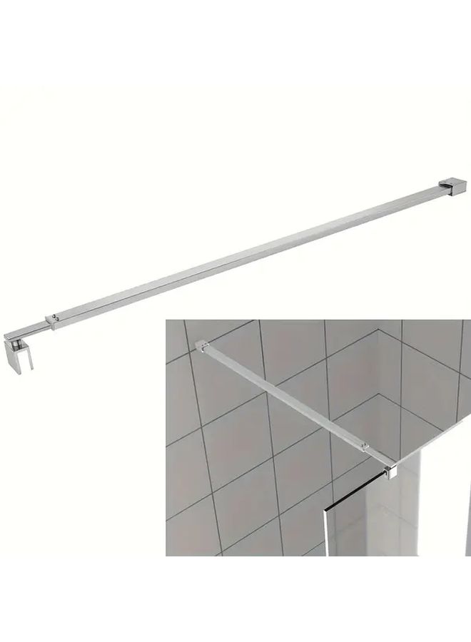 Brushed Silvery Stainless Steel Wall To Glass Shower Door Support Bar Arm For 5/16 Inch To 3/8 Inch Thick Fixed Frameless Shower Glass Screen Panel 27 To 47 Inch - Image 1