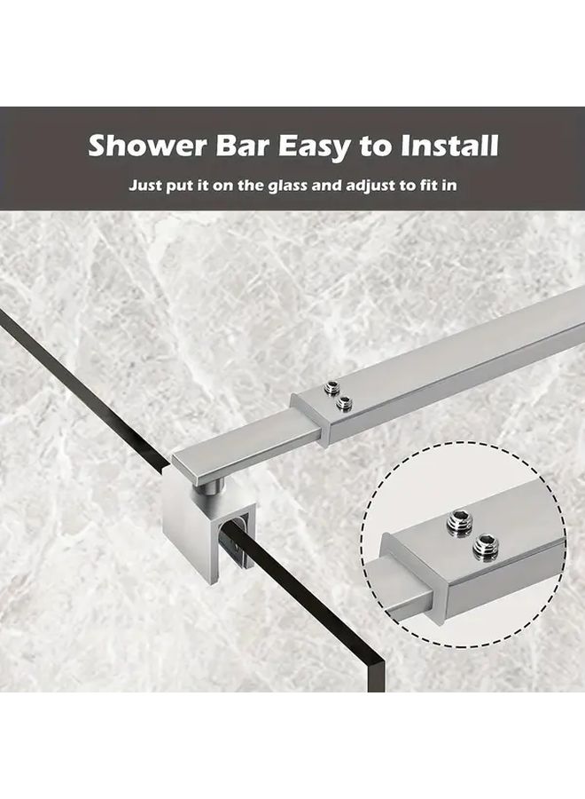 Brushed Silvery Stainless Steel Wall To Glass Shower Door Support Bar Arm For 5/16 Inch To 3/8 Inch Thick Fixed Frameless Shower Glass Screen Panel 27 To 47 Inch - Image 4
