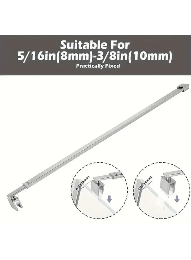 Brushed Silvery Stainless Steel Wall To Glass Shower Door Support Bar Arm For 5/16 Inch To 3/8 Inch Thick Fixed Frameless Shower Glass Screen Panel 27 To 47 Inch - Image 3