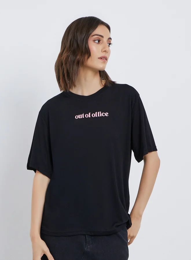 Take Two Take Two Slogan Print Regular Fit T-Shirt